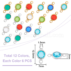 72 pieza de 12 colores de acero inoxidable 304 con dijes de conector de vidrio&nbsp;STAS-UN0048-58