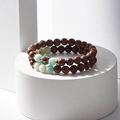 Ensembles de bracelets extensibles en perles de bois&nbsp;BJEW-JB07735