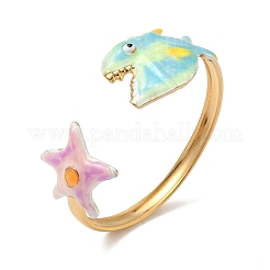 Bracelets manchettes en acier inoxydable 304 émaillé pour femmes&nbsp;BJEW-F518-02E-G