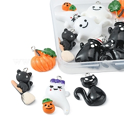12 Stück 6 Stile Halloween-Anhänger aus undurchsichtigem Harz&nbsp;RESI-FS0001-33