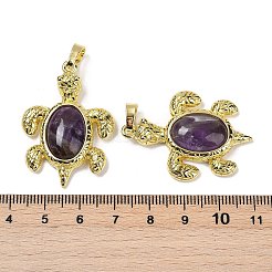 Pendentifs en améthyste naturelle et en laiton&nbsp;KK-F887-01G-13