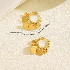 Boucles d'oreilles chandelier plates rondes en acier inoxydable&nbsp;LS-JB5555