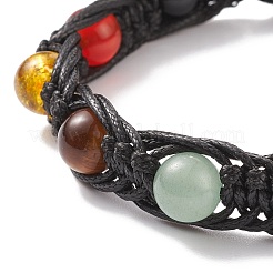 Bracelet de perles rondes tressées en pierres précieuses mélangées naturelles et synthétiques&nbsp;BJEW-TA00131