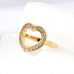Anelli aperti con polsino in acciaio inossidabile 304 e strass per donna&nbsp;RB-CBA2039-04G