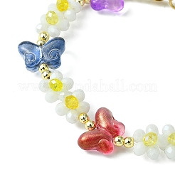 Bracciale con perline di vetro a forma di fiore e farfalla con fermagli in acciaio inossidabile 304&nbsp;BJEW-JB09585