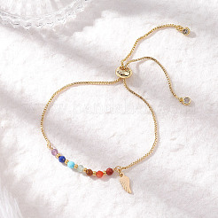 Bracelets coulissants en laiton avec chaîne en boîte Chakra&nbsp;BJEW-JB12602-02