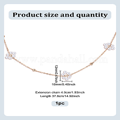 Collares de cadena de eslabones con cuentas de perlas de imitación de ABS y flores&nbsp;NJEW-LP00001