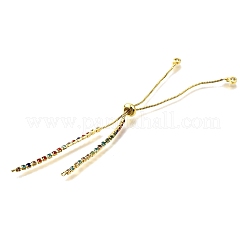 Verstellbares Messing buntes Zirkonia Schiebearmband zum Basteln&nbsp;KK-L230-15G-01