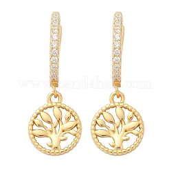 925 boucles d'oreilles créoles en argent sterling avec micro pavé de zircone cubique transparent pour femme&nbsp;EJEW-G427-01G-01