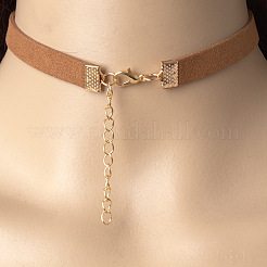 Schwarze Samt-Choker-Halskette mit rechteckigem Anhänger aus Messing und Eisen für Damen&nbsp;FS-WGDB652-02