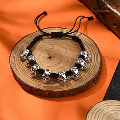 Verstellbare Armbänder aus geflochtenen Perlen aus Legierung&nbsp;BJEW-JB10917
