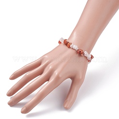Natürliches Karneol (gefärbt) und Rosenquarz-Chips-Perlen-Stretch-Armband für Frauen&nbsp;BJEW-AL00003-17