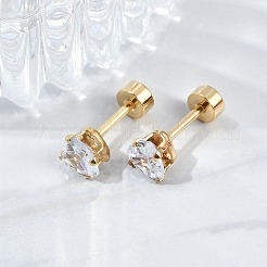 Tappi finti per le orecchie a forma di cuore in vetro&nbsp;EJEW-H105-25G-C