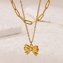 Collares colgantes con lazo de acero inoxidable 304&nbsp;LS-NJEW-L182-001G-04