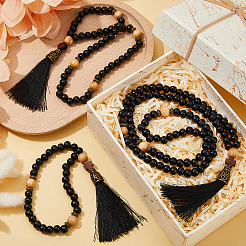 3 Stück Halsketten und Armbänder aus Holzperlen&nbsp;HJEW-DC00131