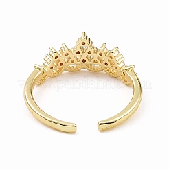 Bague de manchette ouverte avec couronne en zircone cubique transparente&nbsp;RJEW-B028-22G