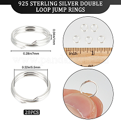 20 pieza de 925 anillos de salto de doble bucle de plata esterlina&nbsp;STER-BBC0002-11B-S