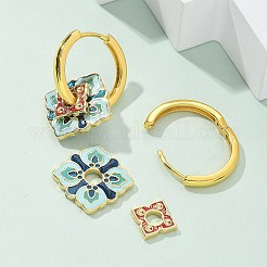 Pendientes de aro de latón con rombos&nbsp;EJEW-R016-13G-04
