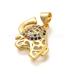 Porte micro ouvrent pendentifs zircone cubique en laiton de placage&nbsp;KK-L226-028G