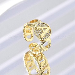 Messing Micro Pave klare Zirkonia Ooen Manschettenringe für Frauen&nbsp;RJEW-K289-02G