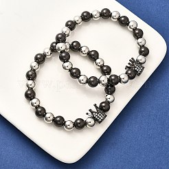 Bracelets extensibles en laiton avec micro pavé de zircones cubiques pour femmes et hommes&nbsp;BJEW-H201-01E-BP