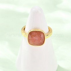 Bagues en quartz fraise naturel avec accessoires en laiton&nbsp;G-H353-04G-05