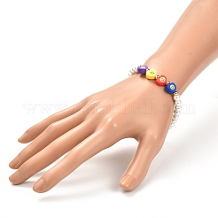 Bracciale elasticizzato con perle di vetro rotonde per ragazze adolescenti&nbsp;BJEW-JB07075