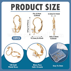10 pezzo di orecchini a leva in ottone micro pavé di zirconi cubici trasparenti&nbsp;KK-TADJ0001-20B