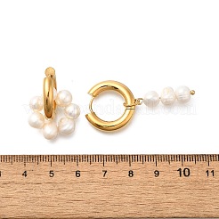 Asymmetrische Creolen aus 304 Edelstahl und Süßwasserperlen&nbsp;EJEW-S254-01G