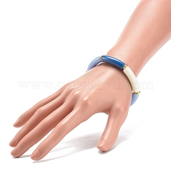 Imitation Jade Acryl Curved Tube Perlen Stretch-Armband für Frauen&nbsp;BJEW-JB08436-01