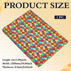 Tela de algodón con estampado de escamas de pez y sirena&nbsp;DIY-WH0504-903B