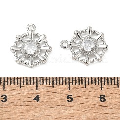 Colgantes circulares de latón con microengaste de circonitas cúbicas transparentes.&nbsp;KK-C259-04P