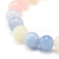 Natürliche weiße Jade (gefärbt) Imitation Morganit Perlen Stretch-Armband für Männer Frauen für Sie&nbsp;BJEW-JB06990-03
