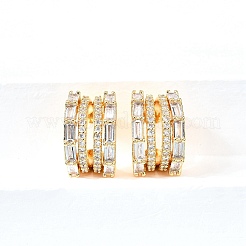 Orecchini a polsino in zircone chiaro con micro pavè di ottone&nbsp;EJEW-F370-14G