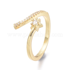 Messing Micro Pave klare Manschettenringe aus Zirkonia&nbsp;RJEW-F103-12-G