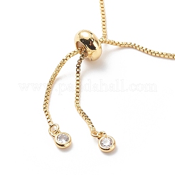 Schieberarmband mit klarem Zirkonia-Herzanhänger und Messing-Kastenketten für Damen&nbsp;BJEW-JB08788