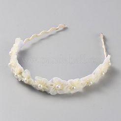 Blumenstirnband aus Polyester und Kunststoff mit Kunstperlen&nbsp;AJEW-WH20002-63