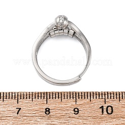 Anelli da dito in ottone micro pavé di zirconi cubici trasparenti per le donne alleviano l'ansia&nbsp;RJEW-S624-05P-01