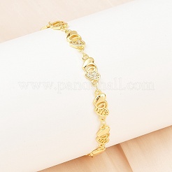 Bracelets à maillons en laiton micro pavé en oxyde de zirconium transparent pour femmes&nbsp;BJEW-A090-09A-G