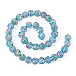1 brin de perles de lampwork faites à la main en sable doré&nbsp;LAMP-TA0002-09G