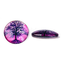 Un demi-rond / arbre modèle dôme en verre Cabochons dos plat pour les projets de bricolage&nbsp;GGLA-Q037-25mm-M28-07