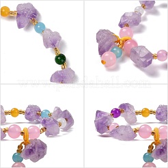 Nuggets natürliche Amethyst-Stretch-Perlenarmbänder&nbsp;BJEW-H546-01
