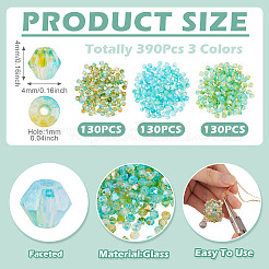 390 Stück 3 Farben transparente Glasperlen&nbsp;GLAA-TA0003-76A