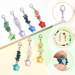 14 pieza de 7 estilos de chip de piedra preciosa con decoraciones colgantes de estrella de vidrio transparente&nbsp;HJEW-FS00102