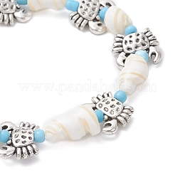 3 bracelet extensible en coquillage naturel et perles en alliage sur le thème de l'océan pour hommes et femmes&nbsp;BJEW-JB12387