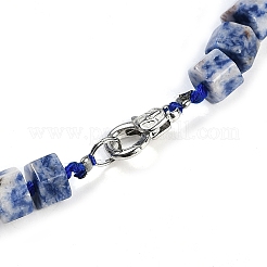 Collane di perline graduate con prisma esagonale di diaspro blu naturale per donne e uomini&nbsp;NJEW-K388-03C