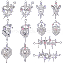 Fascini del connettore del rhinestone della lega di 24pcs 12 stili&nbsp;FIND-SC0022-21A