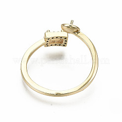 Laiton micro pave clair zircone cubique peg bails manchette bague&nbsp;X-KK-S360-011-NF