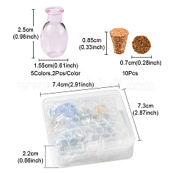 10 Stück ovale Glaskorkenflaschen in 5 Farben als Ornament&nbsp;DJEW-FS0001-01