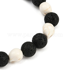 2 Stück Stretch-Armbänder aus natürlichem Lavastein und synthetischen türkisfarbenen Perlen für Männer und Frauen&nbsp;BJEW-JB12131